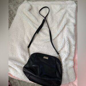 kate spade Black Leather Shoulder Bag with Chain Strap